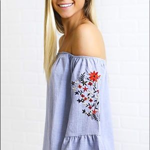 NWOT • Off the Shoulder Embroidered Top